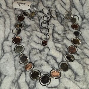 Silver and Bronze one Mixed Metal Disc Chain Belt Adjustable Waist or Hip Belt